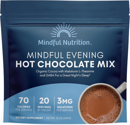 Mindful Evening Cocoa Mix Natural Sleep Aid, Melatonin 3Mg, L-Theanine, GABA Supplements