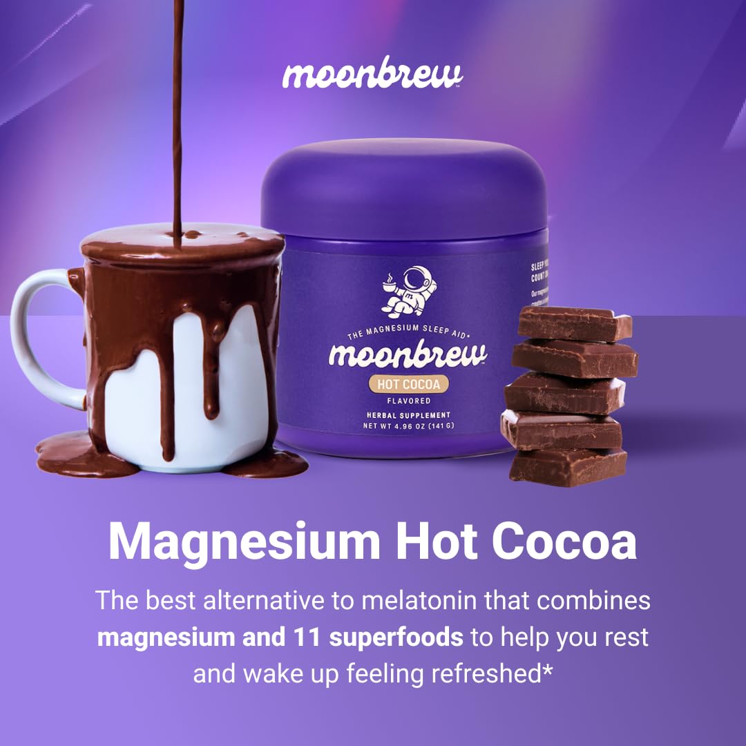 Nighttime Magnesium Hot Cocoa Jar, Natural Sleep Aid Drink Mix for Adults - Calming Melatonin-Free Sleep Support - Sleepy Hot Chocolate Powder with L-Theanine, Chamomile & Zinc Glycinate