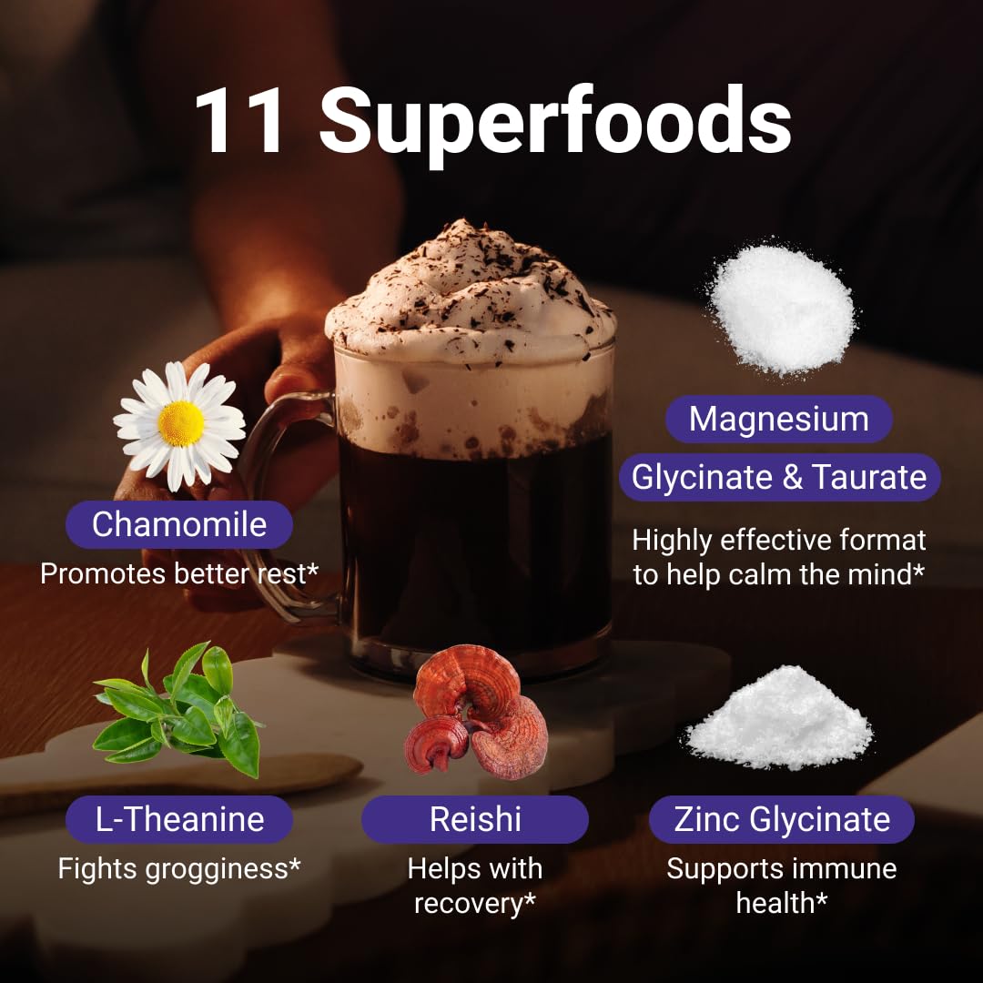 Nighttime Magnesium Hot Cocoa Jar, Natural Sleep Aid Drink Mix for Adults - Calming Melatonin-Free Sleep Support - Sleepy Hot Chocolate Powder with L-Theanine, Chamomile & Zinc Glycinate