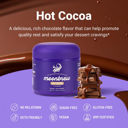 Nighttime Magnesium Hot Cocoa Jar, Natural Sleep Aid Drink Mix for Adults - Calming Melatonin-Free Sleep Support - Sleepy Hot Chocolate Powder with L-Theanine, Chamomile & Zinc Glycinate