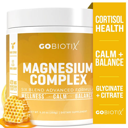 Magnesium Complex Powder Glycinate & Citrate for Sleep, Stress and Digestion, Honey Citrus, 60 Servings