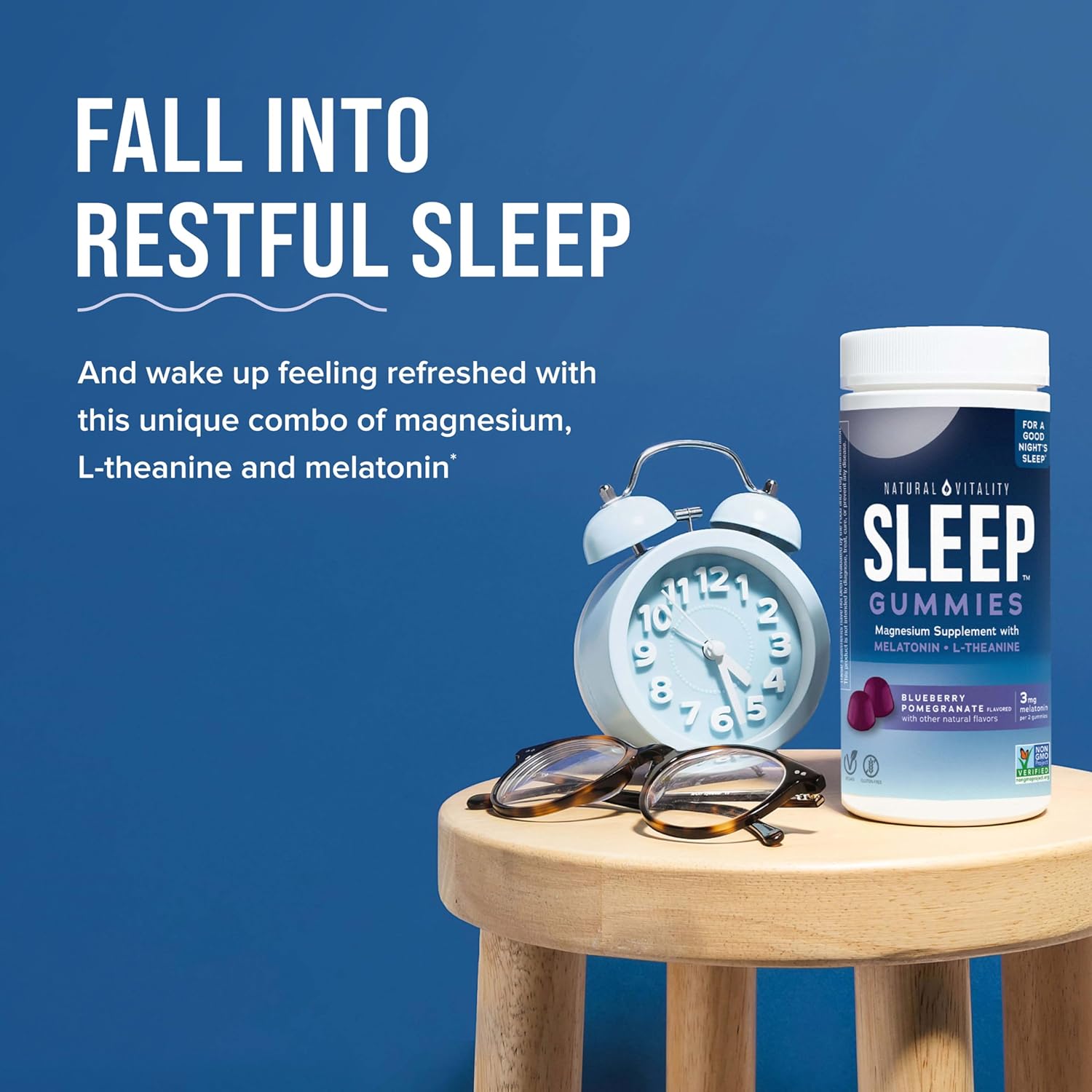 SLEEP Gummies, Magnesium Supplement with Melatonin and L-Theanine, Vegan, Gluten Free, Helps the Body Ease into Sleep, Blueberry Pomegranate 120 Count